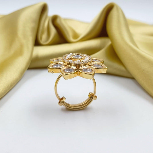 Charming Kundan Finger Ring - Shree Radhe Pearls