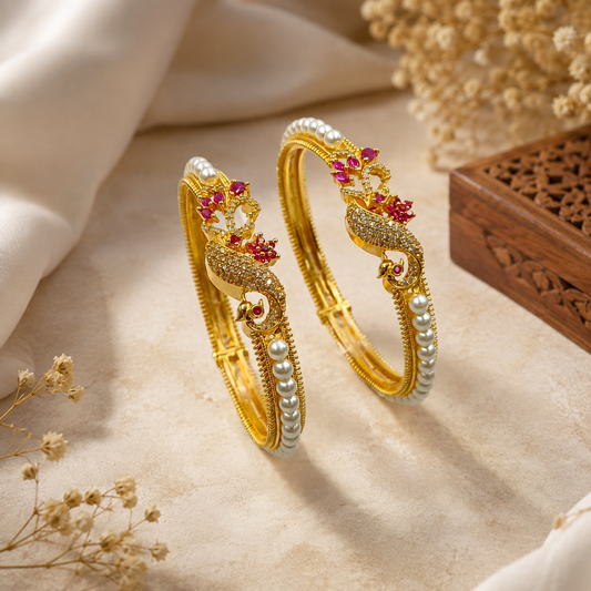 Trendy Peacock Designer Pearls Bangles