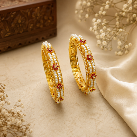 Divine Designer Trendy Pearls Bangles
