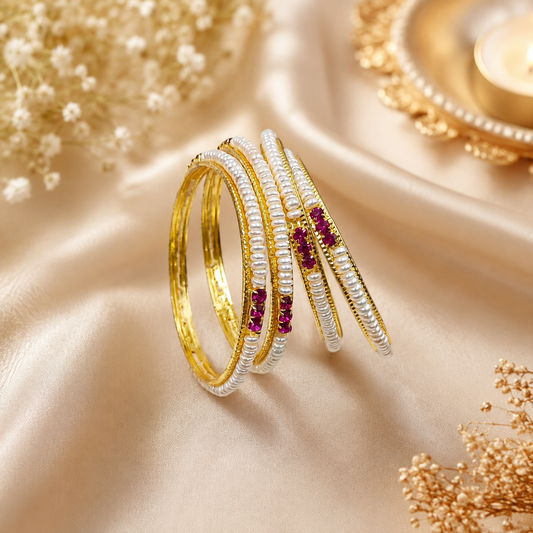 Impressive Designer Fresh Water Pearls Bangles