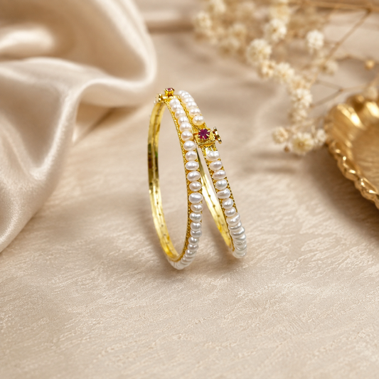 Glossy Designer Fresh Water Pearls Bangles