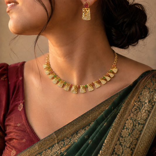 Marvellous Designer Trendy AD Necklace Set