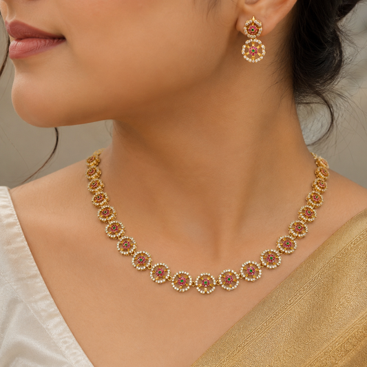Decorous Designer Trendy AD Necklace Set
