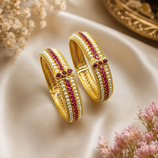 Blooming Trendy Designer Pearls Bangles