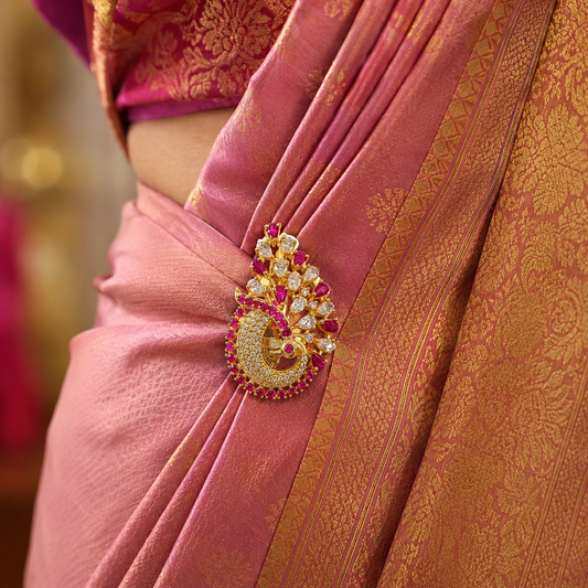 Attractive Peacock Designer Sari Pin