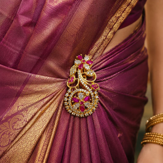 Elegant Floret Designer Sari Pin