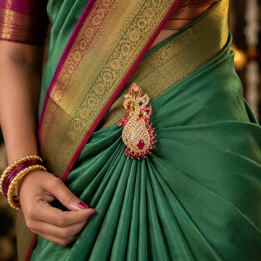 Charming Peacock Designer Sari Pin