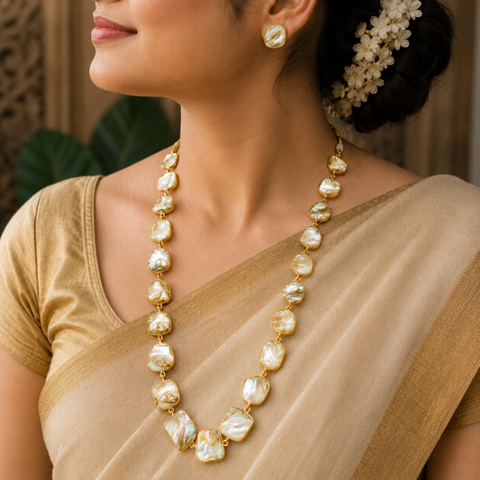 Elegant Mother Of Pearls Necklace Set