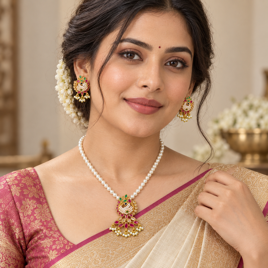 Stunning Designer Single Line Pearl Set