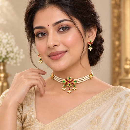 Sparkling Designer Pearl Choker Set