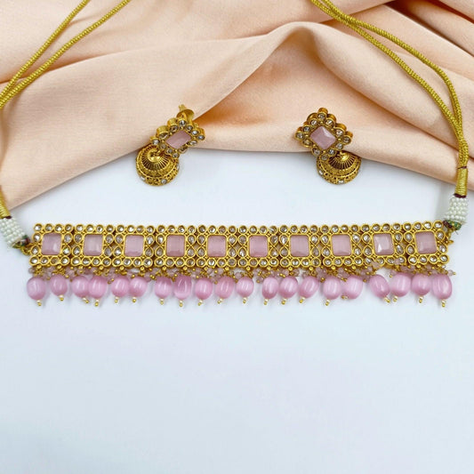 Classy Square Shaped Necklace Set - Shree Radhe Pearls