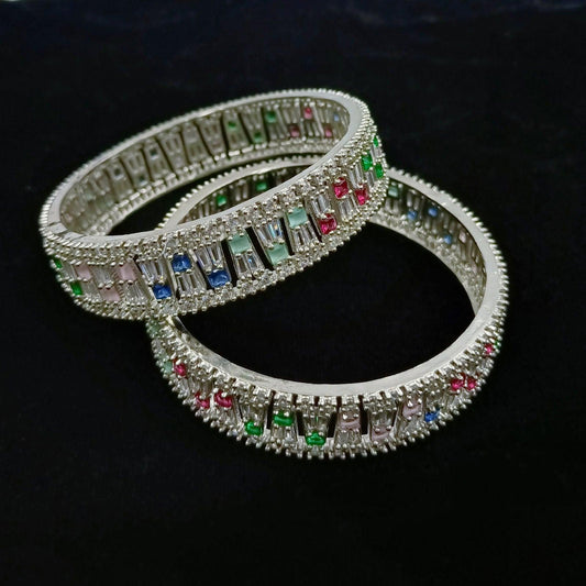 Colourful Designer Cz Stone Studded Bangles - Shree Radhe Pearls