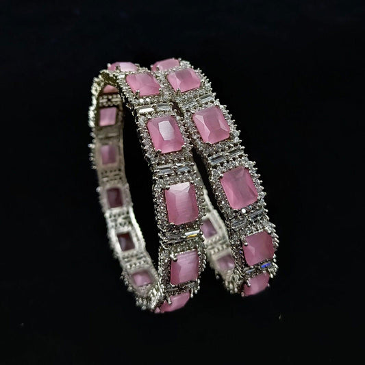 Decorous Designer Cz Stone Studded Bangles - Shree Radhe Pearls