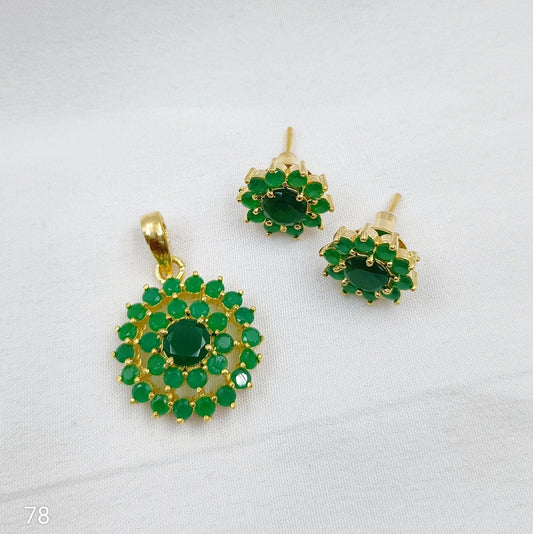 Delight Green Stone Studded Pendant Set - Shree Radhe Pearls