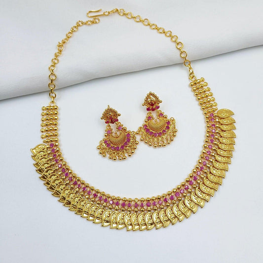 Droplet Lakshmi Designer Coin Short Necklace Set - Shree Radhe Pearls
