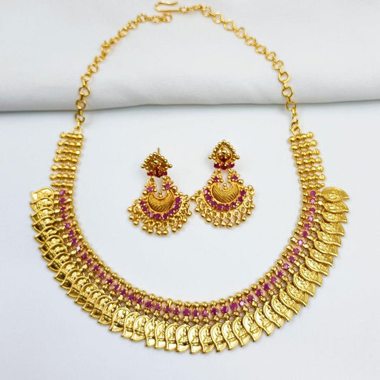 Droplet Lakshmi Designer Coin Short Necklace Set - Shree Radhe Pearls