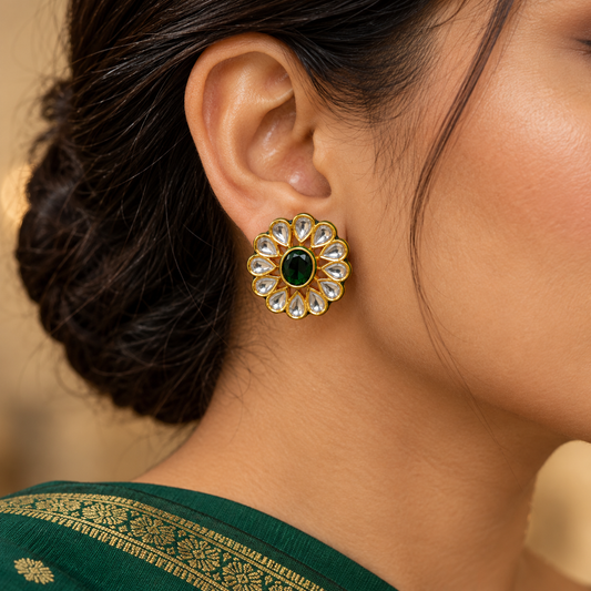 Elegant  Green Stone Kundan Tops
