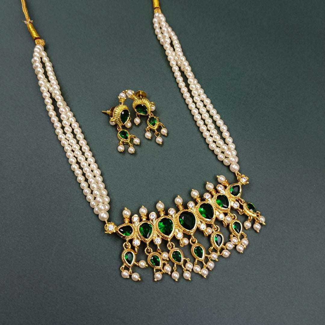 Green Stone Adjustable Thread Traditional Tanmani - Shree Radhe Pearls