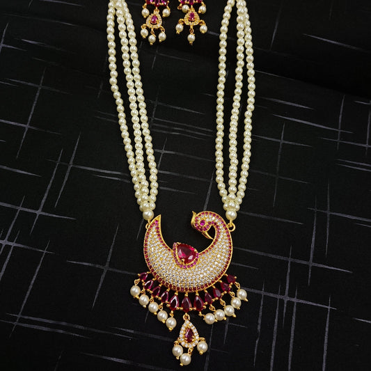 Fancy Peacock Designer Tanmani Necklace Set