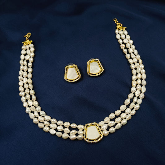 Unique Designer Mother Of Pearls Necklace Set