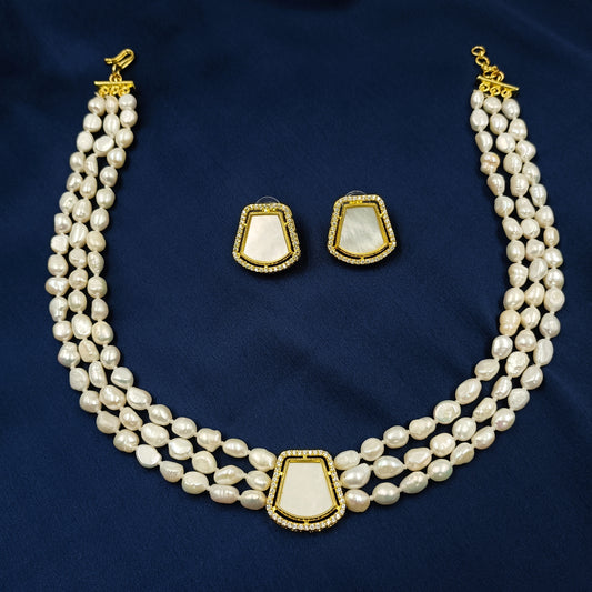 Unique Designer Mother Of Pearls Necklace Set