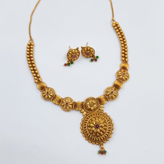 Beautiful Flower Designer Temple Necklace set