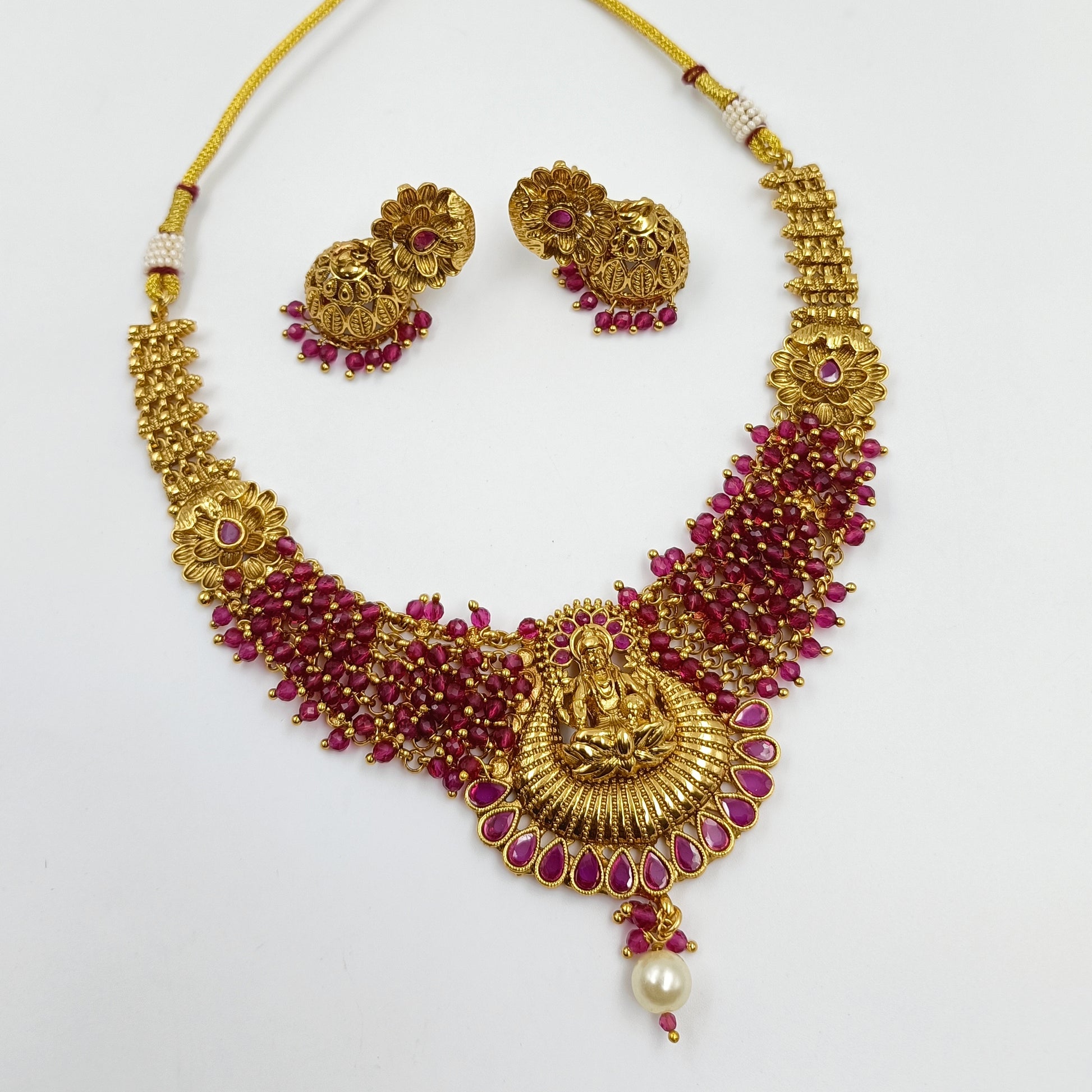 Graceful Designer Goddess Laxmi Necklace Set