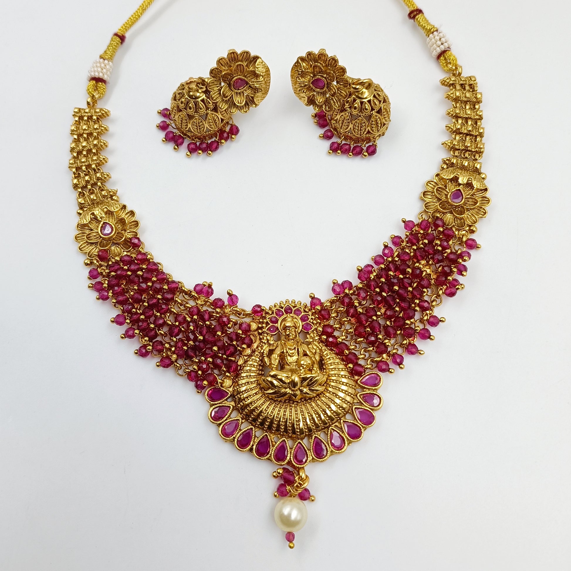 Graceful Designer Goddess Laxmi Necklace Set