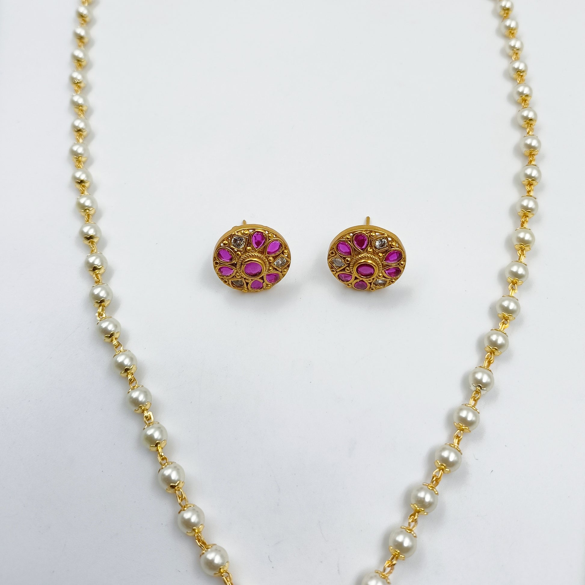 Round Floret Designer Single Line Pearls Set