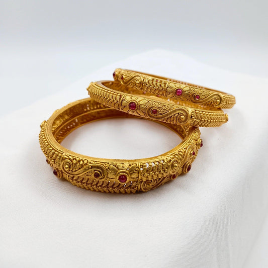 Mohati Designer Temple Bangles Set