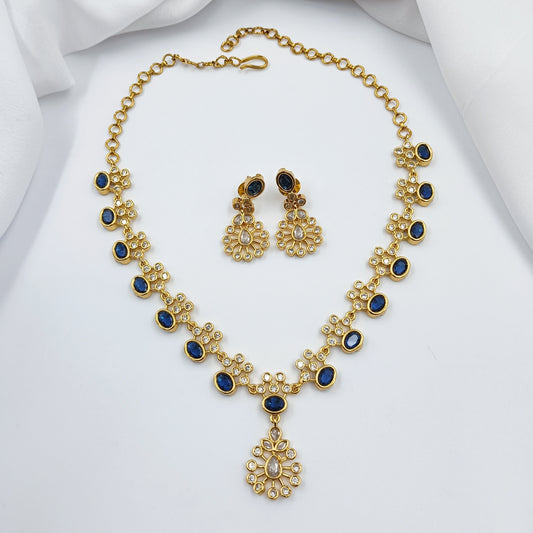 Adorable Blue Stone Studded Necklace