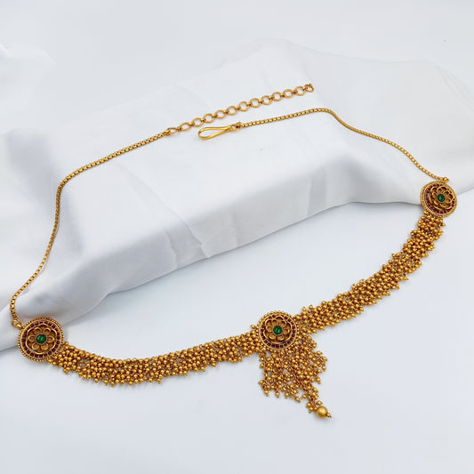 Golden Beads Studded Floret Designer Mekhala