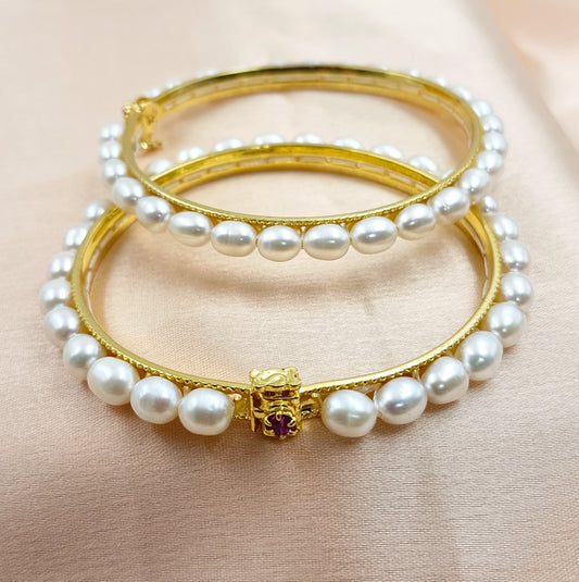 Fresh Water Pearls Rice Pearls Studded Bangles