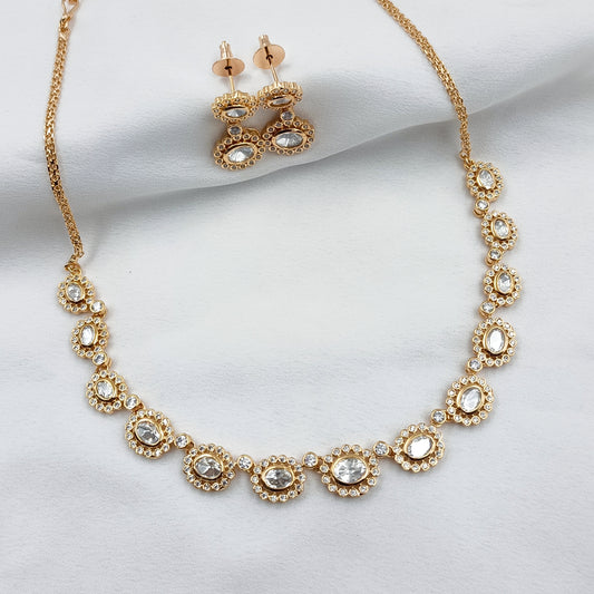 Splendid Oval Shaped Designer Kundan Necklace Set