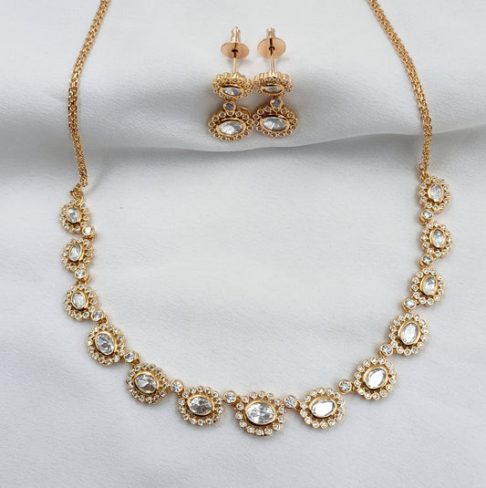 Splendid Oval Shaped Designer Kundan Necklace Set