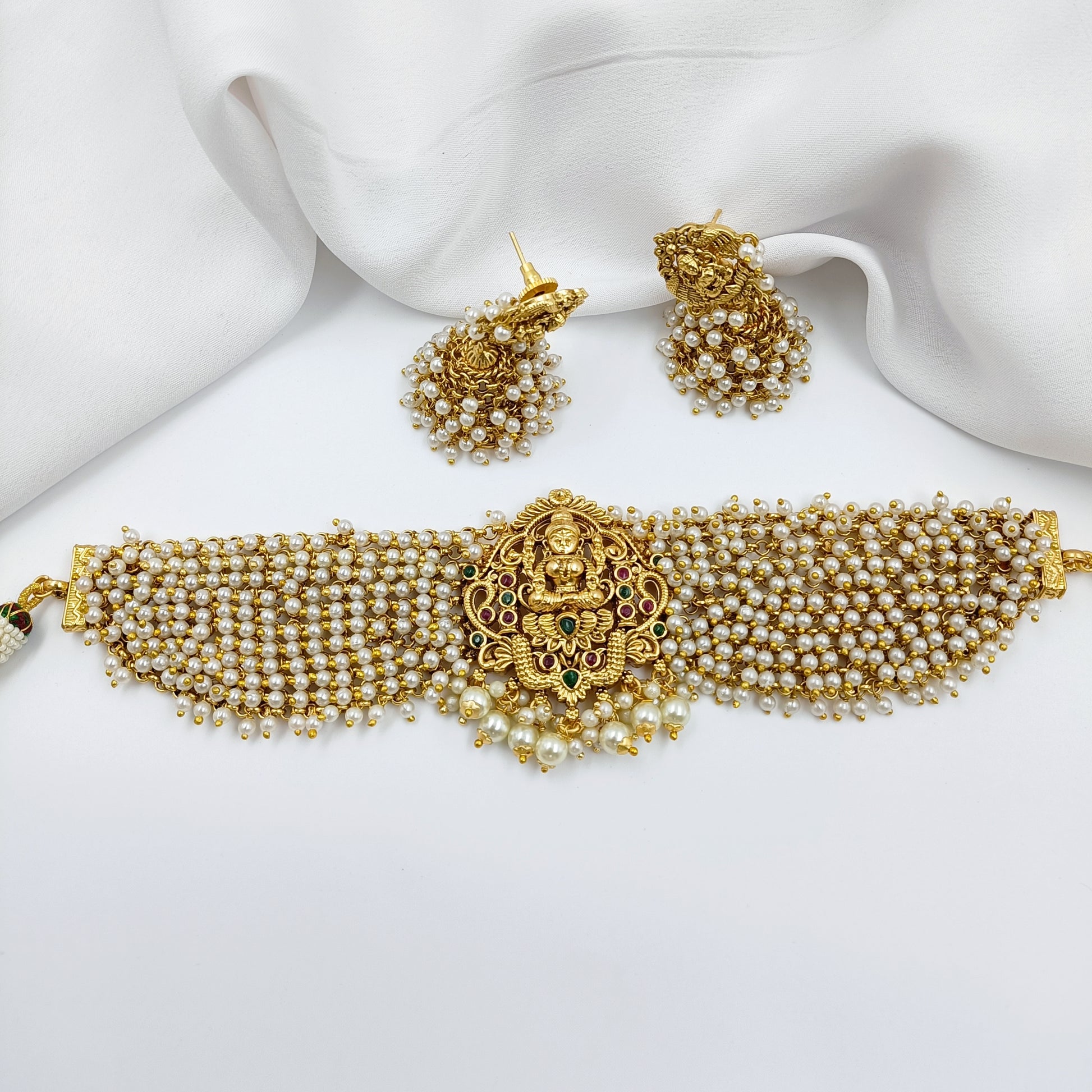 Lord lakshmi Designer Pearls Studded Choker Set