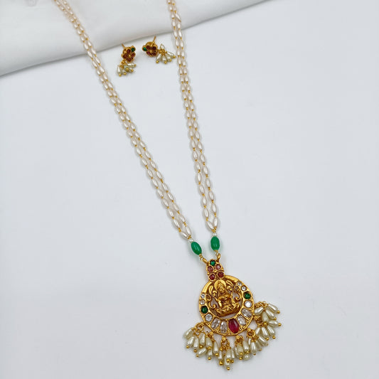 Delicate Lord Lakshmi Designer Necklace Set