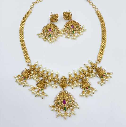 Attractive Lord Lakshmi Designer Short Necklace Set