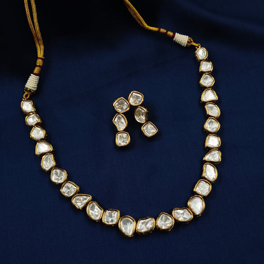 Unique Designer Single Line Kundan Necklace Set