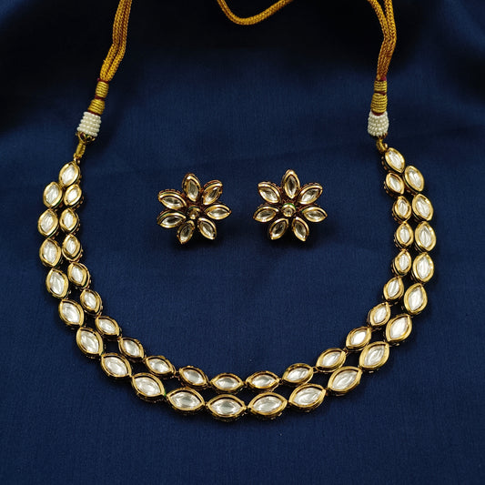 Antique Designer Double Line Necklace Set