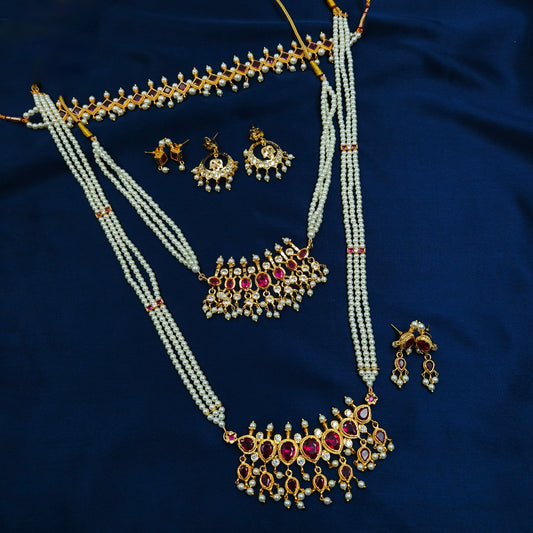Typical Maharastrian Pearls Combo Set