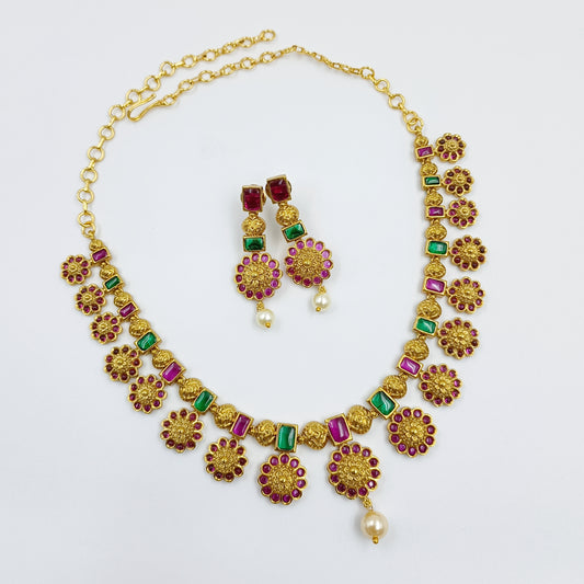 Multi Colour Floral Designer Necklace