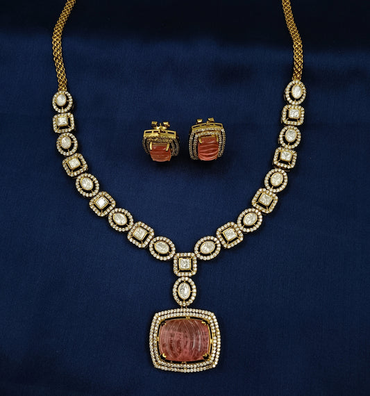 Square Shaped Stone Studded Antique Kundan Necklace