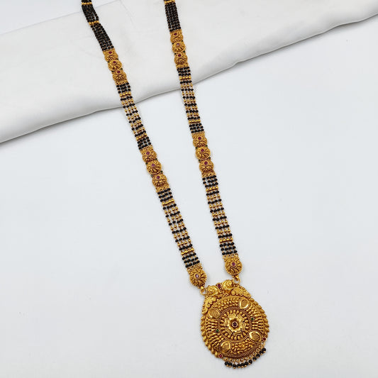Pretty Peacock Designer Round Shaped Pendent Long Mangalsutra