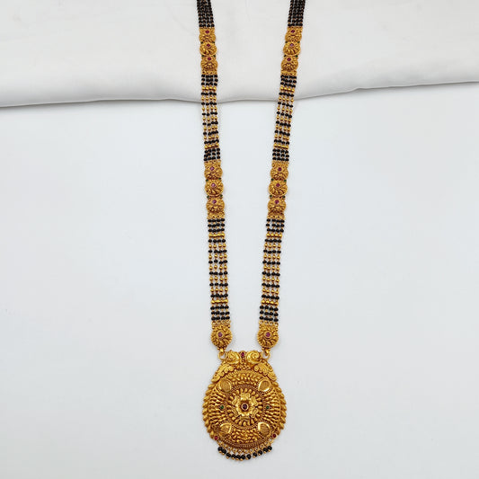 Pretty Peacock Designer Round Shaped Pendent Long Mangalsutra