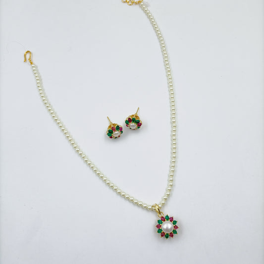 Ravishing Floret Designer Single Line Pearls Set