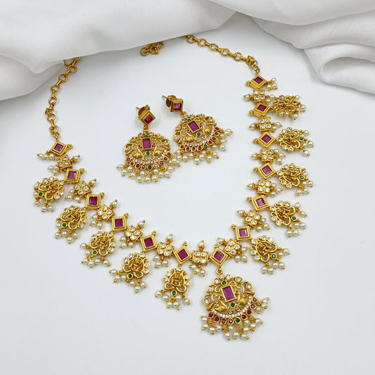Precious Laxmi Designer Short Necklace Seta
