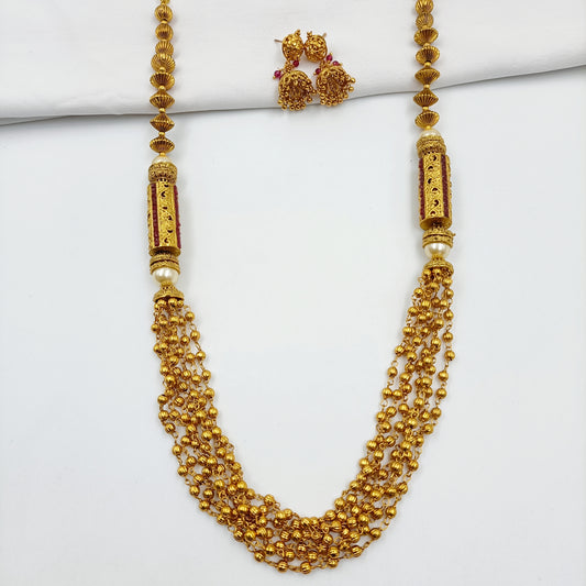 Artistic Golden Finish Beads Mala