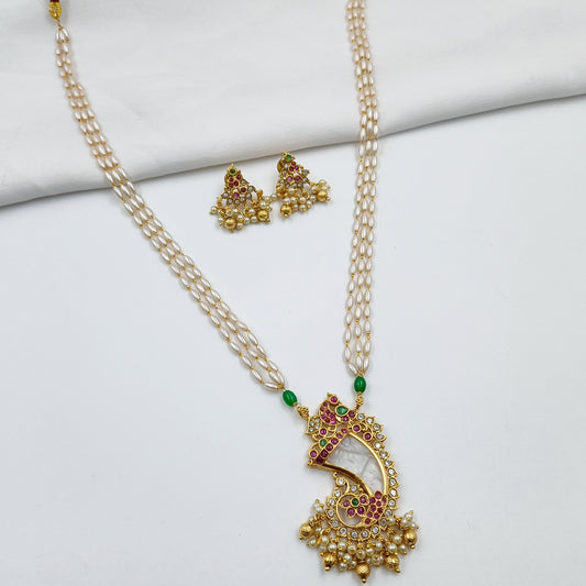 Blossom Peacock Designer Pearls Necklace