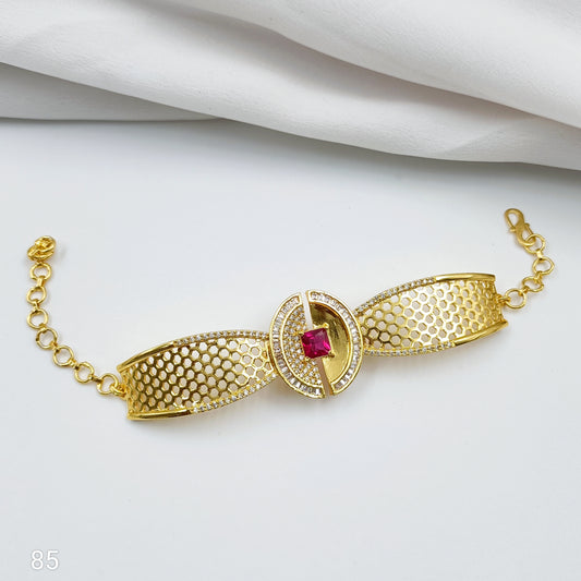 Golden Finish Round Shaped AD Bracelet